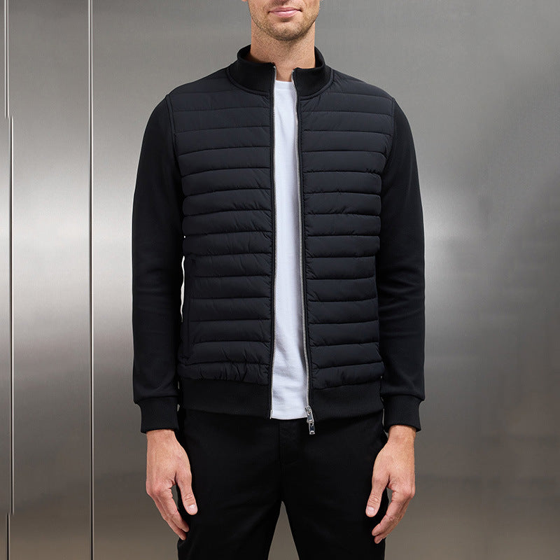 Winter Stand Collar Coat for Men – Lightweight Knitted Fashion Jacket