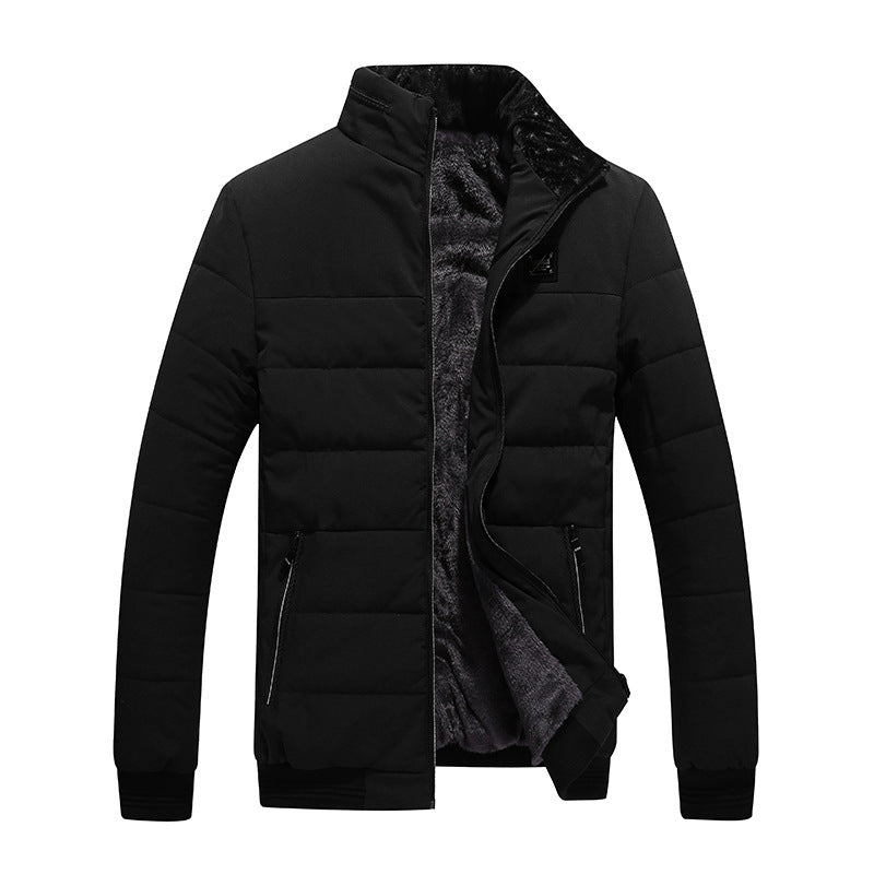 “Men’s Korean-Style Winter Jacket – Fleece-Lined Cotton-Padded Coat”