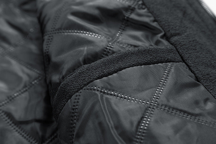 “Men’s Suede Stand Collar Jacket – Double Zipper Pockets”