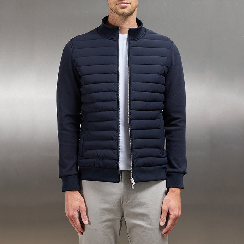 Winter Stand Collar Coat for Men – Lightweight Knitted Fashion Jacket
