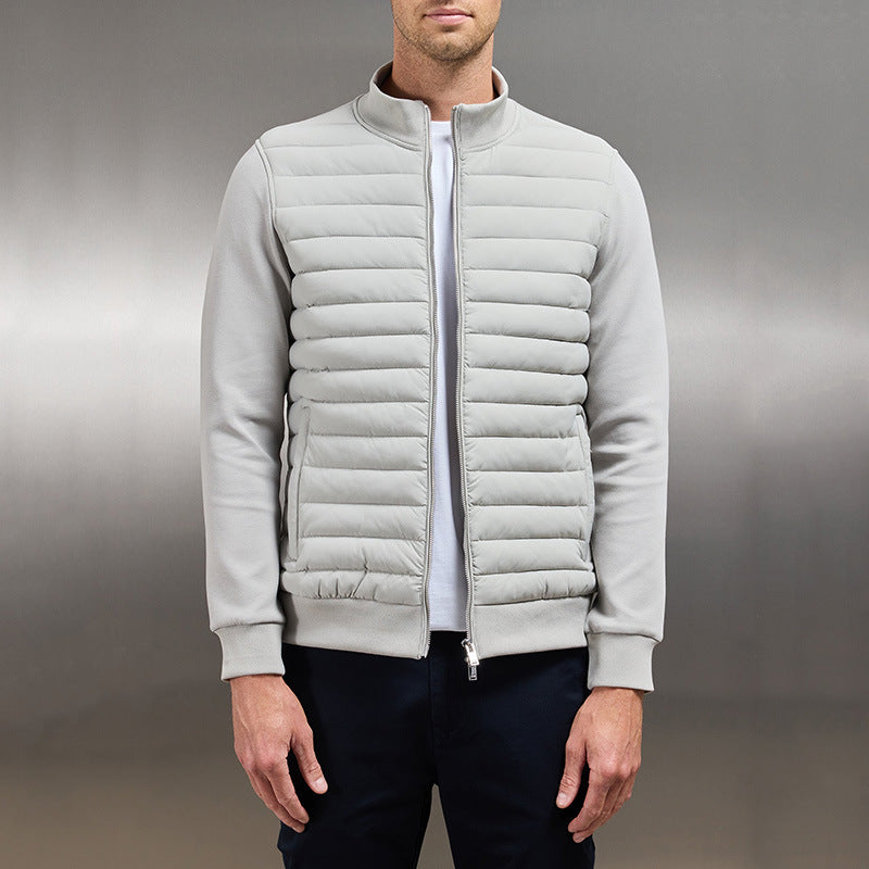Winter Stand Collar Coat for Men – Lightweight Knitted Fashion Jacket