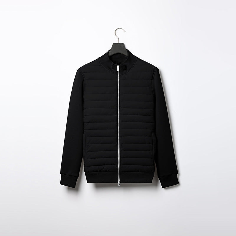 Winter Stand Collar Coat for Men – Lightweight Knitted Fashion Jacket