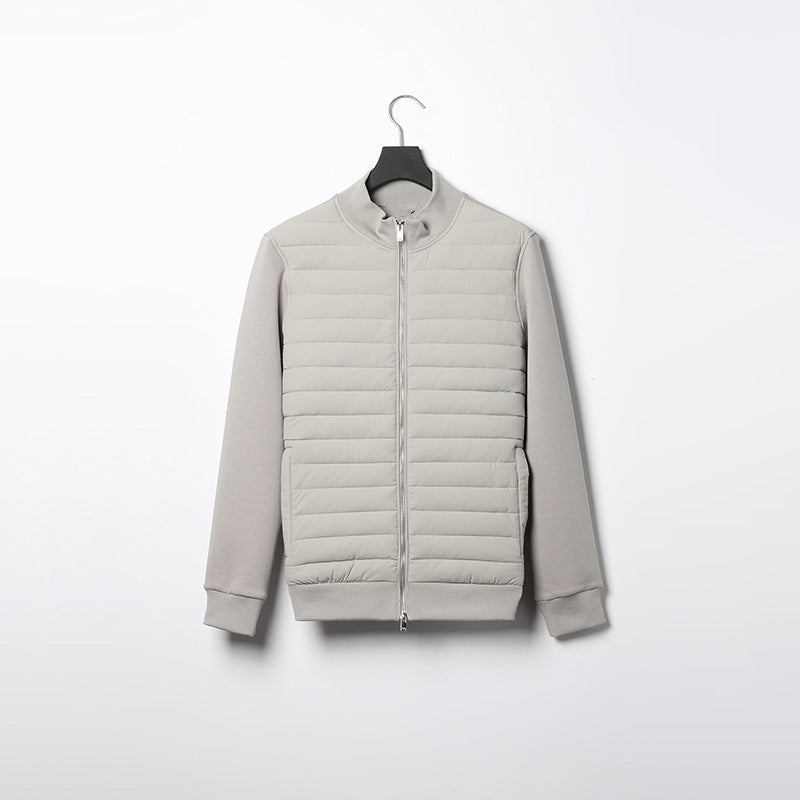 Winter Stand Collar Coat for Men – Lightweight Knitted Fashion Jacket