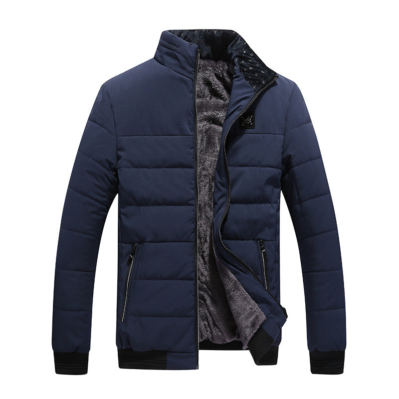 “Men’s Korean-Style Winter Jacket – Fleece-Lined Cotton-Padded Coat”