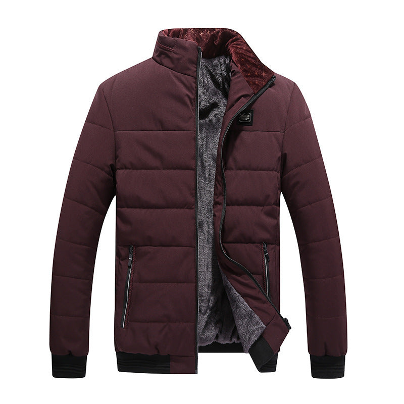 “Men’s Korean-Style Winter Jacket – Fleece-Lined Cotton-Padded Coat”