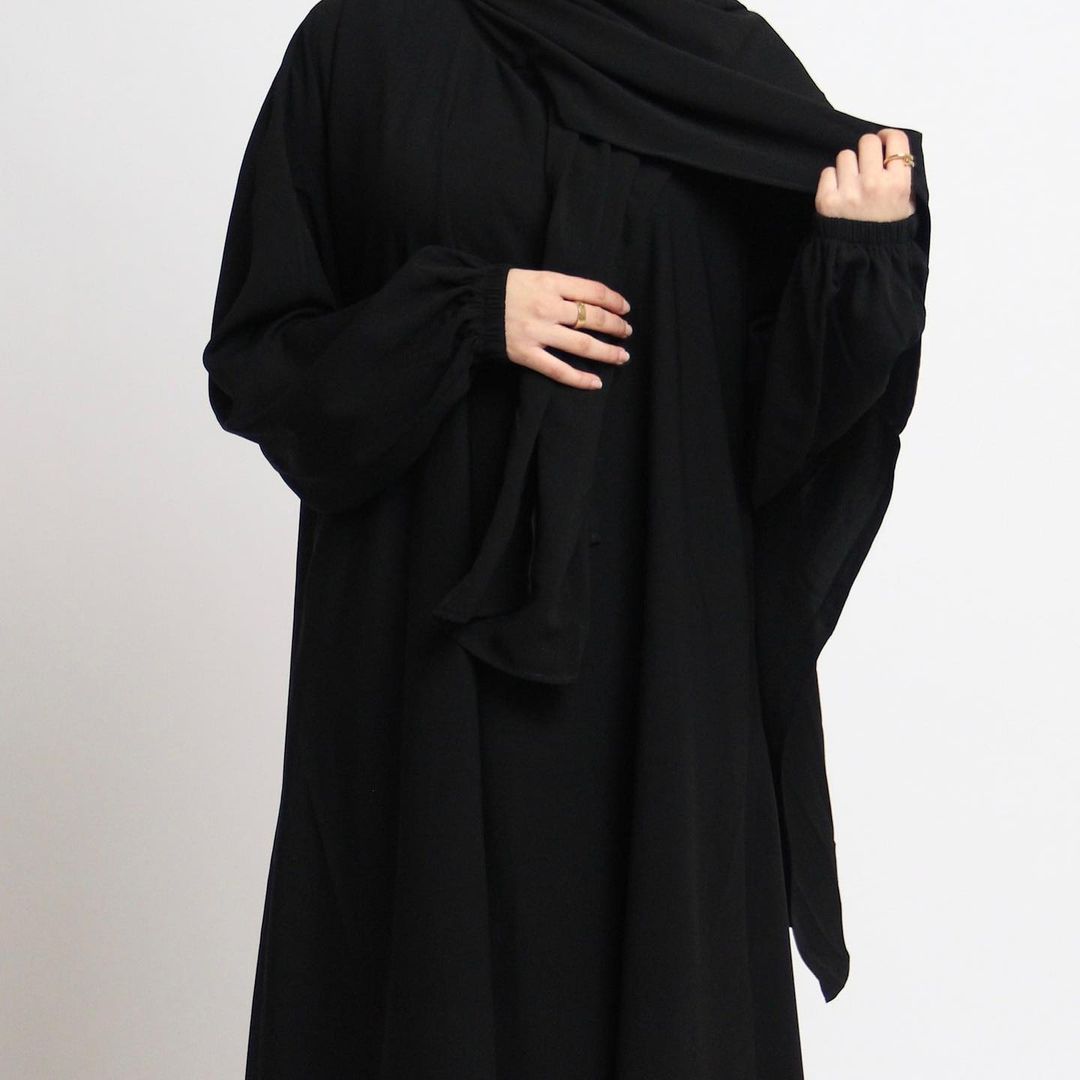 Arabic Solid Color Hooded Robe Dress